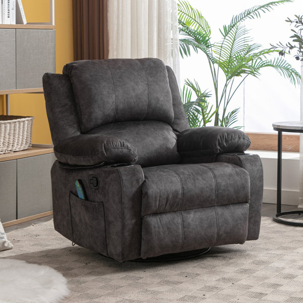 Winston Porter Daquez 38.19" Wide Manual Swivel Rocker Recliner Chair with Massager and Heat